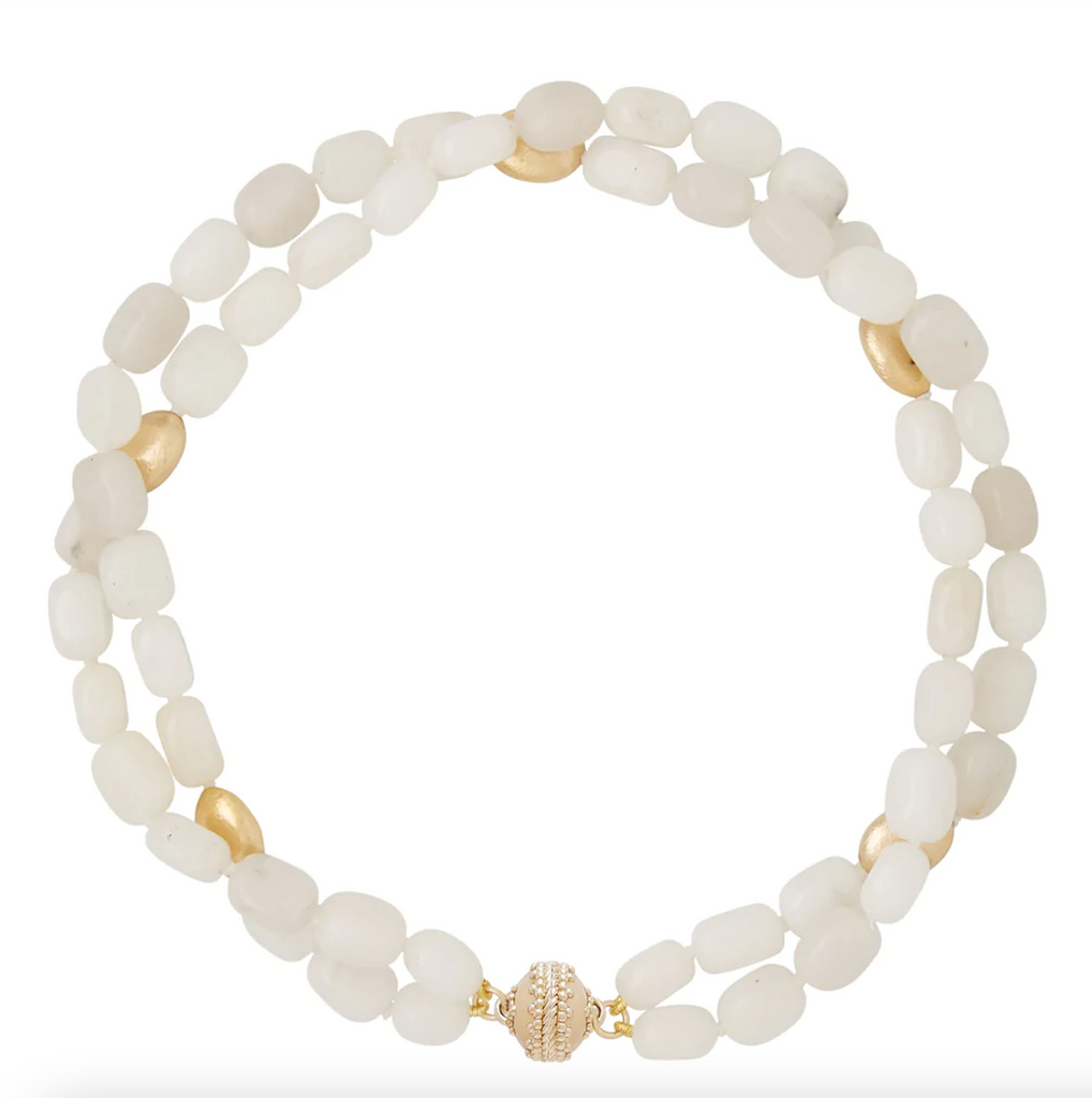 CLA Gold Rush White Jade Double Strand Necklace
